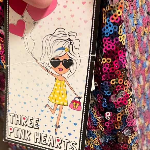 NWT Three Pink Hearts Sequin Dress Size: XL - Picture 9 of 9